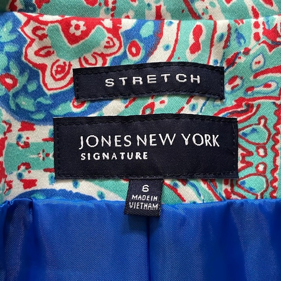 JONES NEW YORK SIGNATURE | Summer Blazer Red Blue Turquoise White | Size 6 - Picture 2 of 4